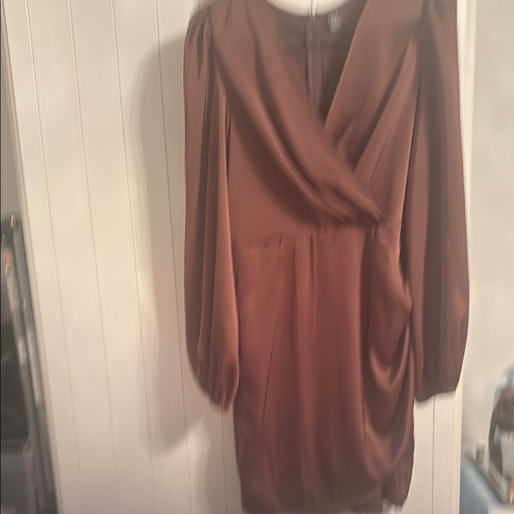SHEIN Chic Brown Long Sleeve Dress